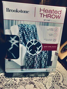 Heated Throw Blanket - Brookstone - Black/White - Box never opened - NEW!